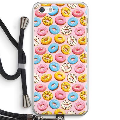 Pink donuts: iPhone 5 / 5S / SE Transparant Hoesje met koord