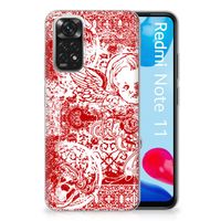 Silicone Back Case Xiaomi Redmi 10 | Redmi Note 11 4G Angel Skull Rood - thumbnail
