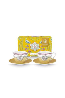 Pip Studio Set/2 Kop & Schotel Lily&Lotus Tiles Geel 300ml