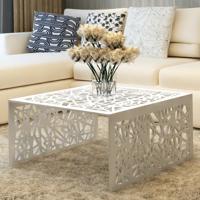 Salontafel opengewerkt ontwerp aluminium zilverkleurig