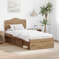 Bedframe Ambachtelijk eiken 90 x 190 cm Massief grenenhout