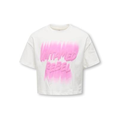 Kids ONLY zomer t-shirt S/S meisjes - print - off wit - Kogdaphne