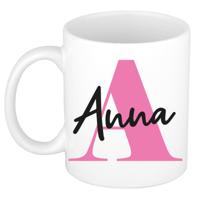 Naam mok Anna - roze - wit - keramiek - 300 ml - verjaardag/cadeau beker Naam mok Anna - roze - wit - keramiek - 300 ml - verjaardag/cadeau beker