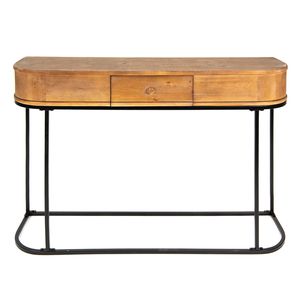 Clayre & Eef Sidetable 120x33x81 cm Bruin Zwart Ijzer Hout Wandtafel Bruin Wandtafel