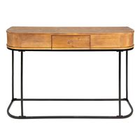 Clayre & Eef Sidetable 120x33x81 cm Bruin Zwart Ijzer Hout Wandtafel Bruin Wandtafel - thumbnail