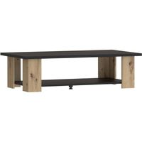 PILVI Salontafel 2 dienbladen - Eigentijdse stijl - Melaminedeeltjes - Eiken en zwart decor - L 110 x D 60 x H 31 cm