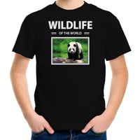 Panda foto t-shirt zwart voor kinderen - wildlife of the world cadeau shirt Pandas liefhebber XL (158-164)  - - thumbnail