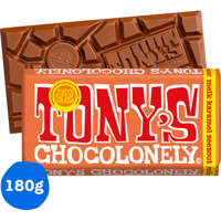 Tony&apos;s Chocolonely Zeezout Melk Karamel Chocolade Reep 180 g bij Jumbo