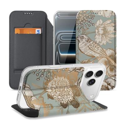 Apple iPhone 17 Pro Max | Book Case | Vintage Bird Flowers