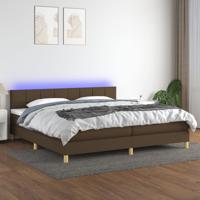 Boxspring met matras en LED stof donkerbruin 200x200 cm