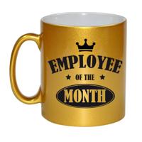 Collega cadeau koffiemok - beker - Employee of the month - werknemer van de maand - goud - personeel