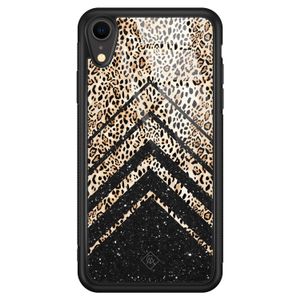 iPhone XR glazen hardcase - Chevron luipaard