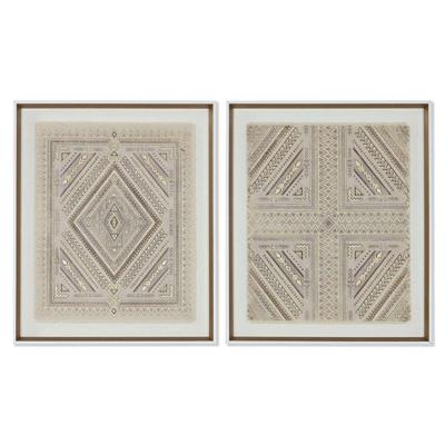 Canvas Home ESPRIT Wit Natuurlijk Boho 50 x 3,8 x 60 cm (2 Stuks)