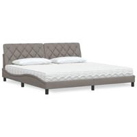 Bed met matras stof taupe 200x200 cm
