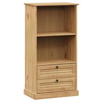 The Living Store VIGO boekenkast - 60 x 35 x 114.5 cm - massief grenenhout - 2 vakken - 2 lades