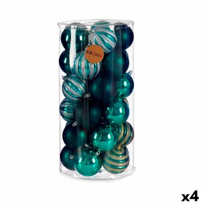Set kerstballen Blauw PVC 8 x 9 x 8 cm (4 Stuks)