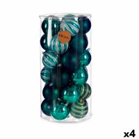 Set kerstballen Blauw PVC 8 x 9 x 8 cm (4 Stuks)