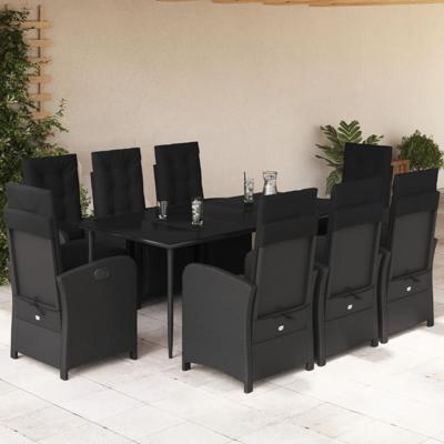 9-delige Tuinset poly rattan zwart
