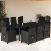 9-delige Tuinset poly rattan zwart