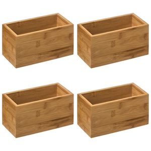 4x stuks opberg/sorteer/kast/lade verdelers vakjes bamboe hout 18 x 9 x 9.5 cm