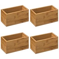 4x stuks opberg/sorteer/kast/lade verdelers vakjes bamboe hout 18 x 9 x 9.5 cm