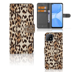 OPPO A73 5G Telefoonhoesje met Pasjes Leopard