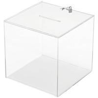 Deflecto Actiebox met gleuf en slot Glas (helder) (b x h x d) 303 x 303 x 303 mm 1 stuk(s)