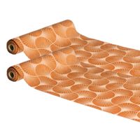 Tafelloper op rol - 2x - ginkgo print - terracotta - 28 x 300 cm - polyester