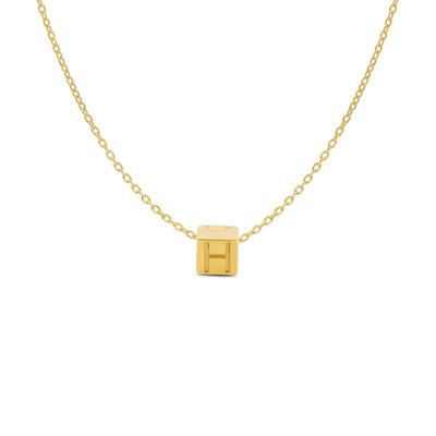 Minimalistische letter ketting cube - 14K GOUD - Goud - H