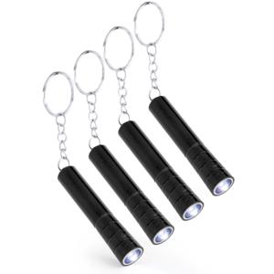 Sleutelhanger met zaklamp - 8x - zwart - Uitdeel speelgoed cadeautjes - mini zaklampen