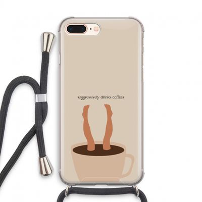 Aggressively drinks coffee: iPhone 7 PLUS Transparant Hoesje met koord