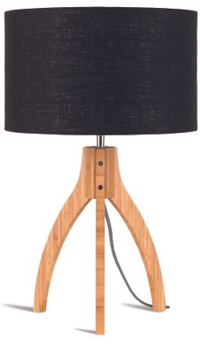 Good&Mojo Tafellamp 'Annapurna' Bamboe en Eco linnen, kleur Zwart
