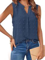 Casual Plain Notched Loose Tank Top - thumbnail