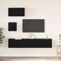 Tv-meubelset 4 pcs Zwart eiken 80 x 30 x 30 cm Bewerkt hout