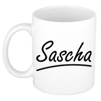 Sascha voornaam kado beker / mok sierlijke letters - gepersonaliseerde mok met naam   -