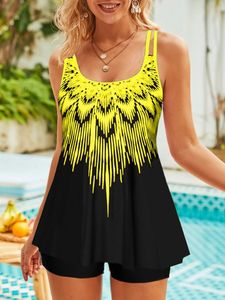 Vacation Ethnic Printing Scoop Neck Tankini