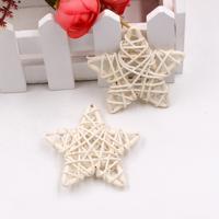 10 stuks 6cm kunstmatige stro bal DIY decoratie rotan sterren Christmas decor Home ornament Supplies (wit)