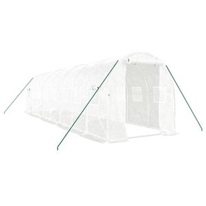 The Living Store Broeikas - 8 x 2 x 2 m - PE en gegalvaniseerd staal - Wit