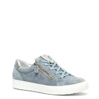 Hush Puppies leren sneakers met crocoprint blauw - thumbnail
