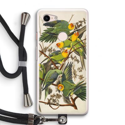 Carolinaparkiet: Pixel 3 Transparant Hoesje met koord