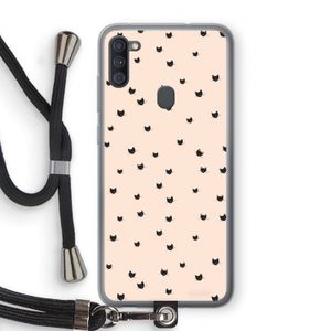 Kleine kattenkopjes: Samsung Galaxy A11 Transparant Hoesje met koord