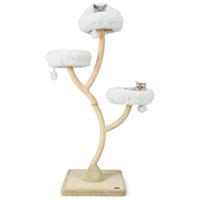 178 cm Kattenboom met Sisal-Krabzuilen 3 Warme Ligvlakken en Pluche Ballen Kattentoren met Gebogen Metalen Frame Klimboom (Beige)