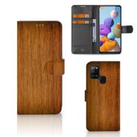 Samsung Galaxy A21s | Book Style Case | Donker Hout Samsung Galaxy A21s | Book Style Case | Donker Hout