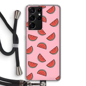 Watermeloen: Samsung Galaxy S21 Ultra Transparant Hoesje met koord