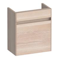 Brauer Inspire Fonteinkast - 40 cm - met 1 Deur Greeploos Linksdraaiend - Lamellen Eiken Wit