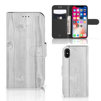 Apple iPhone X | Xs | Book Style Case | White Wood