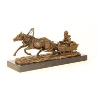 A BRONZE SCULPTURE OF A HORSE DRAWN SLEDGE A BRONZE SCULPTURE OF A HORSE DRAWN SLEDGE