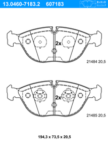 Remblokkenset, schijfrem ATE, u.a. für BMW, Mercedes-Benz, Bentley, Rolls-Royce, Audi, VW, Chrysler