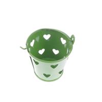 Hart holle ronde pennenhouder decoratie schattig mini desktop opslag emmer ijzeren potlood houder stand (groen)