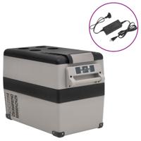 VidaXL Koelbox met handvat en adapter 35 l pp & pe zwart en grijs